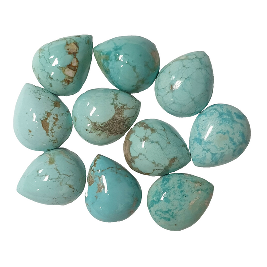 53555 - 10 Tear Drop Shaped "TurqOZ" Very Rare Natural Australian Turquoise 11x9