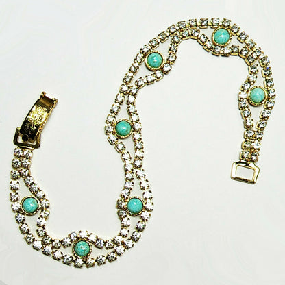 53649.0 - Rare Australian Turquoise Set in Swarovski Rhinestone Chain Bracelet