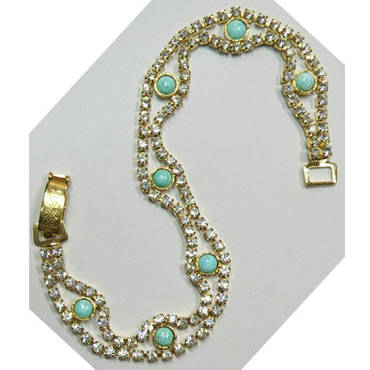 53649.0 - Rare Australian Turquoise Set in Swarovski Rhinestone Chain Bracelet