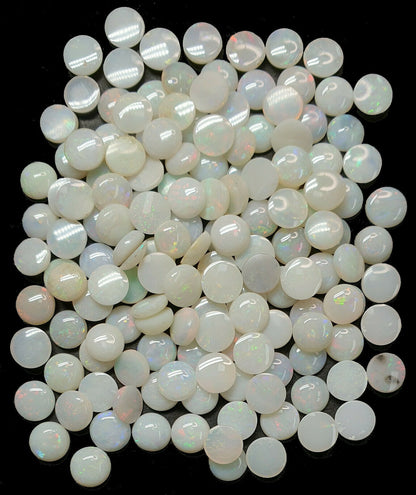 53524 -   150 Natural Earth Mined Australian 5 mm Round Coober Pedy White Opals