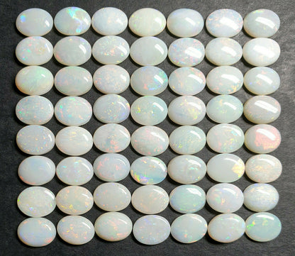 53521 -     56 Australian Natural Earth Mined Coober Pedy White Opal 9x7 mm Oval