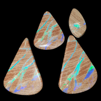 53523 - Very Rare Set of 4 Natural Australian Opal in Rock Andamooka Opal Fields