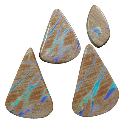 53523 - Very Rare Set of 4 Natural Australian Opal in Rock Andamooka Opal Fields