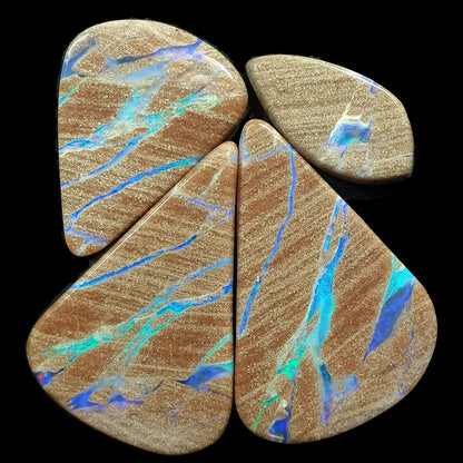 53523 - Very Rare Set of 4 Natural Australian Opal in Rock Andamooka Opal Fields