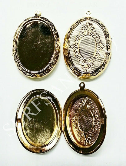 52071.3 - 200 Gold Plated Lockets for sale Extra Large Sized Lockets or Pill Box