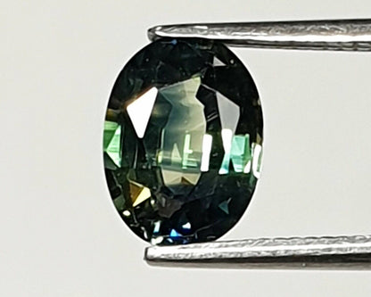 52210 - 6 Australian Oval Sapphires 1 ct Each, Teal, Green, Yellow, Parti Colour