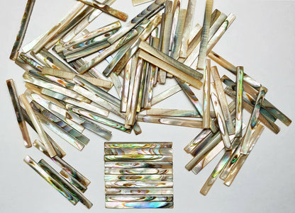 11849.1 - 50 Pieces 30 x 3 mm Rectangular Paua Shells with Beautiful Iridescence