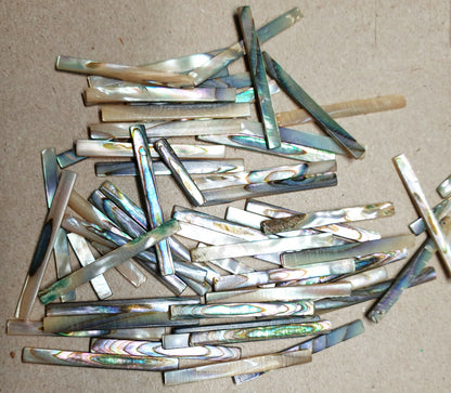 11849.1 - 50 Pieces 30 x 3 mm Rectangular Paua Shells with Beautiful Iridescence