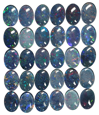 52167.1 -  30 Piece Lot 14x10 mm Oval Opal Triplets Australian Made Natural Opal