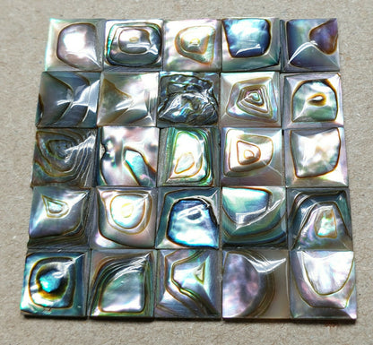 11848.1 - 55 Pieces 6 x 6 mm Square Cut Paua Shells with Beautiful Iridescence