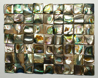 11847.1 - Lot 64 Pieces 10 x 10 mm Square Paua Shells with Beautiful Iridescence