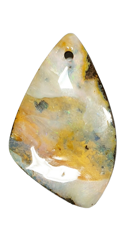 52221 - 3 Lots Polished Large Boulder Opal Faces Free Shape Drilled Hole Pendant