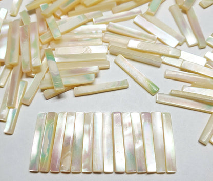 11846.1 - 320 Mother of Pearl with Beautiful Iridescence 18 x 3 mm  Rectangles