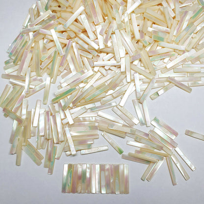 11846.1 - 320 Mother of Pearl with Beautiful Iridescence 18 x 3 mm  Rectangles
