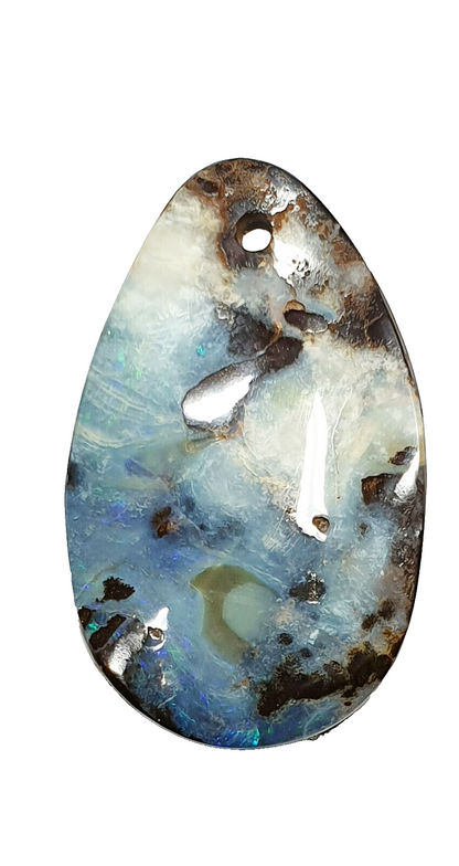 52221 - 3 Lots Polished Large Boulder Opal Faces Free Shape Drilled Hole Pendant