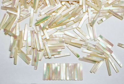 11846.1 - 320 Mother of Pearl with Beautiful Iridescence 18 x 3 mm  Rectangles