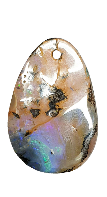 52221 - 3 Lots Polished Large Boulder Opal Faces Free Shape Drilled Hole Pendant