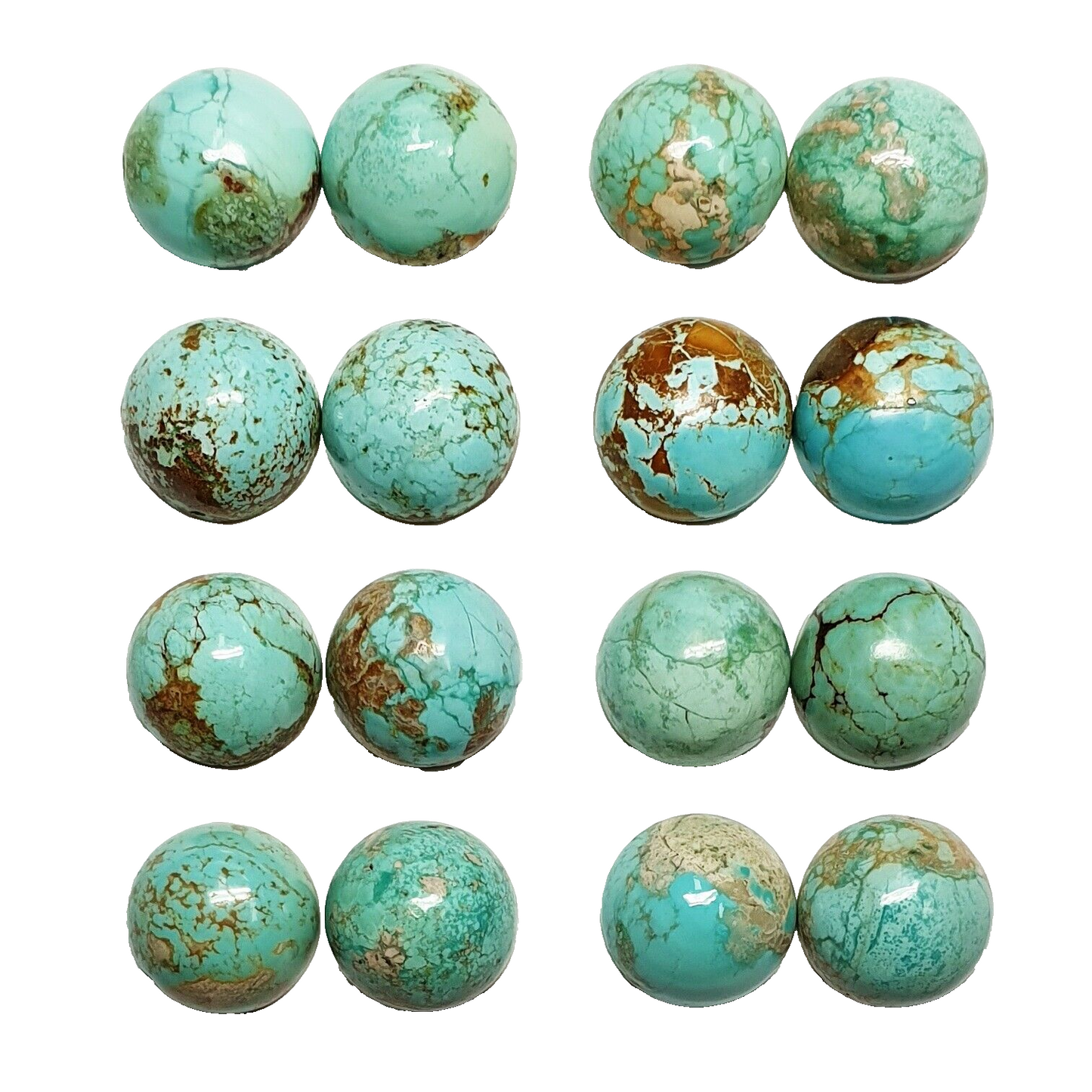 53462 -   8 Pairs Very Rare Natural Australian Turquoise 10 mm Round NOT TREATED