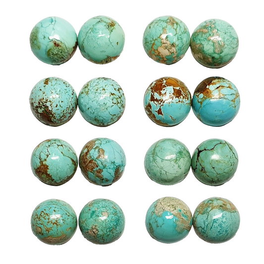 53462 -   8 Pairs Very Rare Natural Australian Turquoise 10 mm Round NOT TREATED