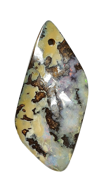 52221 - 3 Lots Polished Large Boulder Opal Faces Free Shape Drilled Hole Pendant