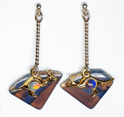 52246 - 3 Silver Drop Earrings with Opal Triplet, Pearls and Natural Black Opal