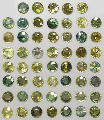 52271 - 54Pcs 15.15 Cts 3.8-3.9 mm Round Cut Mix Low Grade Australian Sapphires