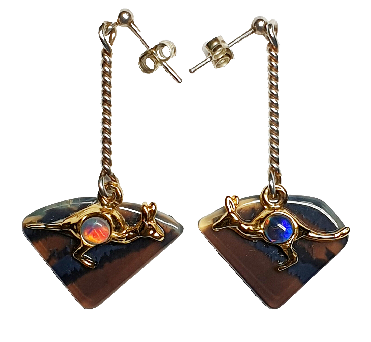 52246 - 3 Silver Drop Earrings with Opal Triplet, Pearls and Natural Black Opal