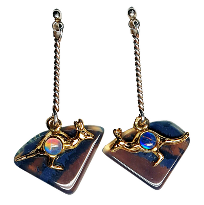 52246 - 3 Silver Drop Earrings with Opal Triplet, Pearls and Natural Black Opal