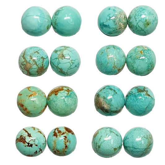 53459 -    8 Pairs Very Rare Natural Australian Turquoise 8 mm Round NOT TREATED
