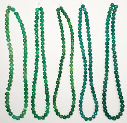 53393 -  20 Strands 7.5 - 8.5 mm Dyed Green Agate Beads Temporarily Strung 40 cm
