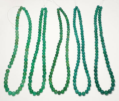 53393 -  20 Strands 7.5 - 8.5 mm Dyed Green Agate Beads Temporarily Strung 40 cm