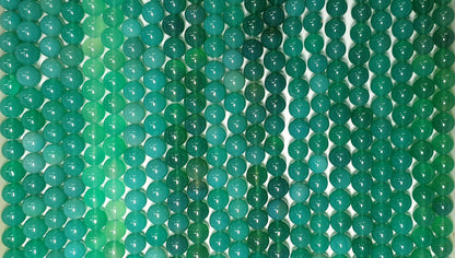 53394 - 20 Strands 6.5 - 7.5 mm Dyed Green Agate Beads Temporarily Strung 40 cm