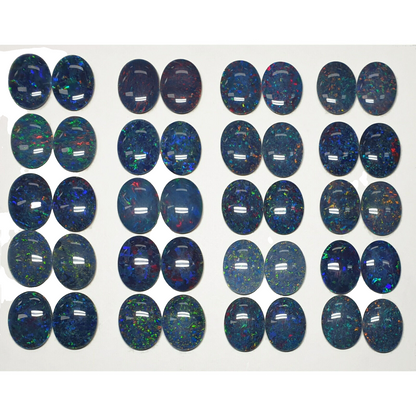 52184 - 20 Matching Pairs 20 x 15 mm Oval Cut Australian Opal Triplets for sale