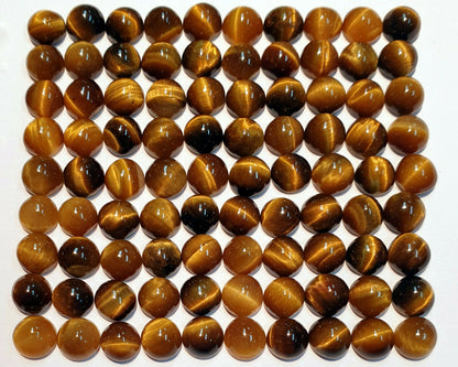 52263 - Wholesale Lot of 90 Pieces 5 mm Round Cabochon Cut Tiger's Eye