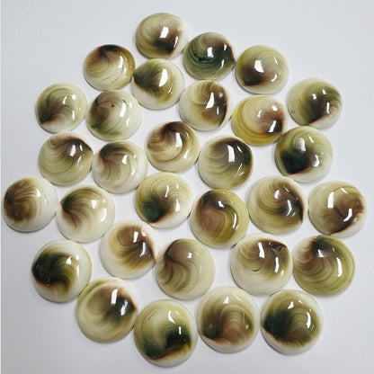 52260 - Last Wholesale Lot High Polished 30 Pcs 16 mm Round Cut Cat's Eye Shell