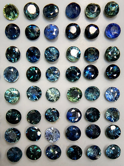 53664.0 - Lot of 66 pcs 10 carats 3 mm Round Cut Sapphirres in Assorted Colours