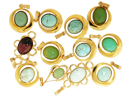 52047 - 12 Piece lot of G/P Pendants Australian Turquoise Chrysoprase Rhodonite