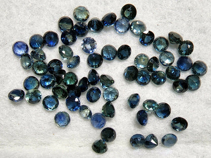 53664.0 - Lot of 66 pcs 10 carats 3 mm Round Cut Sapphirres in Assorted Colours