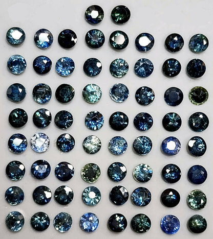 53664.0 - Lot of 66 pcs 10 carats 3 mm Round Cut Sapphirres in Assorted Colours