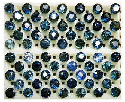53664.0 - Lot of 66 pcs 10 carats 3 mm Round Cut Sapphirres in Assorted Colours