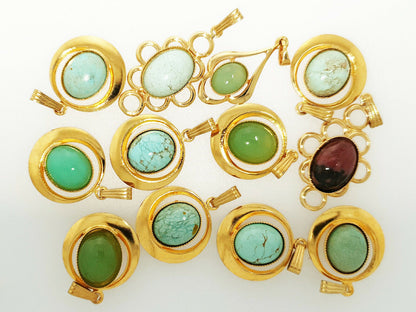 52047 - 12 Piece lot of G/P Pendants Australian Turquoise Chrysoprase Rhodonite