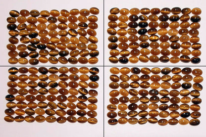 52262 - Wholesale Lot of 72 Pieces 6x4 mm Oval Cut Cabochon Tiger Eye