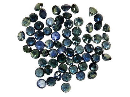 53664.0 - Lot of 66 pcs 10 carats 3 mm Round Cut Sapphirres in Assorted Colours