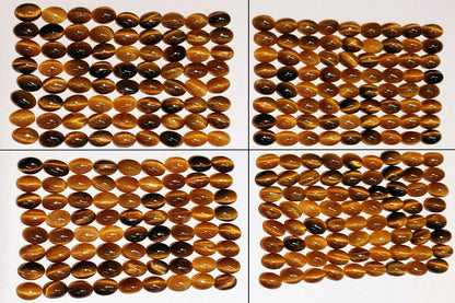 52262 - Wholesale Lot of 72 Pieces 6x4 mm Oval Cut Cabochon Tiger Eye