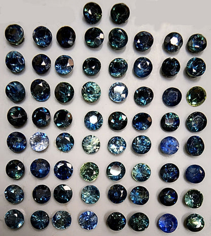 53664.0 - Lot of 66 pcs 10 carats 3 mm Round Cut Sapphirres in Assorted Colours