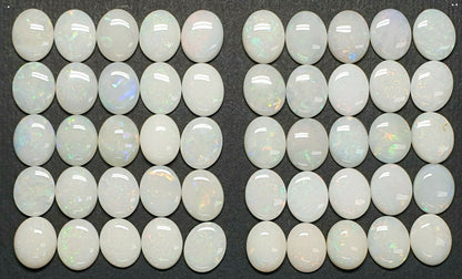 52205 - 25 Piece Lots of Natural Australian 10x8 Oval Cabochon Solid White Opal