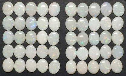 52205 - 25 Piece Lots of Natural Australian 10x8 Oval Cabochon Solid White Opal
