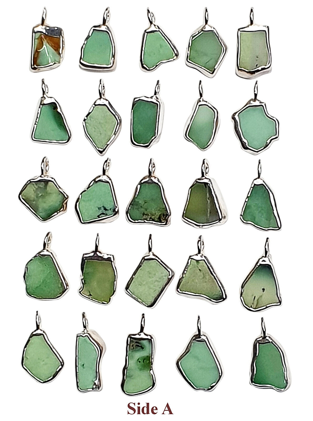 52070.4 - 25 Natural Australian Chrysoprase Gemstones Silver Pendants or Charm