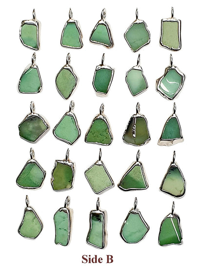 52070.4 - 25 naturlige australske krysopras edelstener sølv anheng eller sjarm