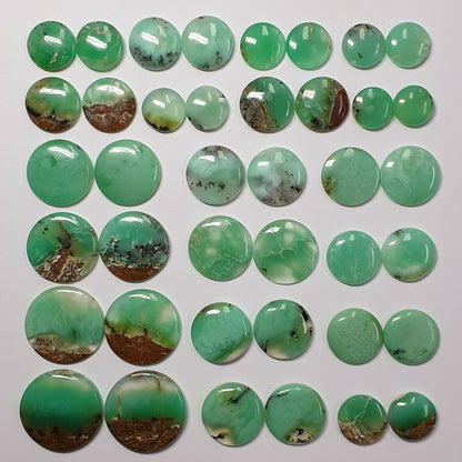 53535.0 - 40 Pieces or 20 Pairs Round Cut Green Cabochon Australian Chrysoprase